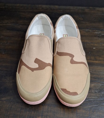 Hunter Canvas Plimsoll Desert Camo Slip-On Sneakers Pink Sole Women's Size 9 - Picture 3 of 11