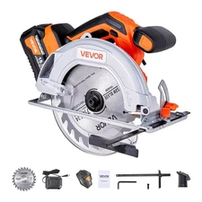 VEVOR Cordless Circular Saw, 7-1/4 inch Blade, 5000 RPM Speed, 0-45 Degree Bev
