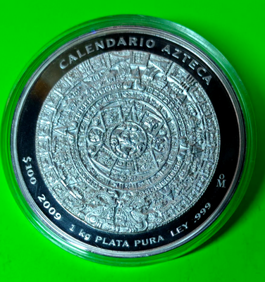 Kilo 2009 Aztec Calendar *Casa de la Moneda 1 Kilo Proof Box COA