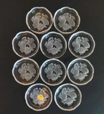 VAL ST LAMBERT BRUSSELS COASTERS, Intaglio Lead Crystal, Made in Belgium, 10PCS