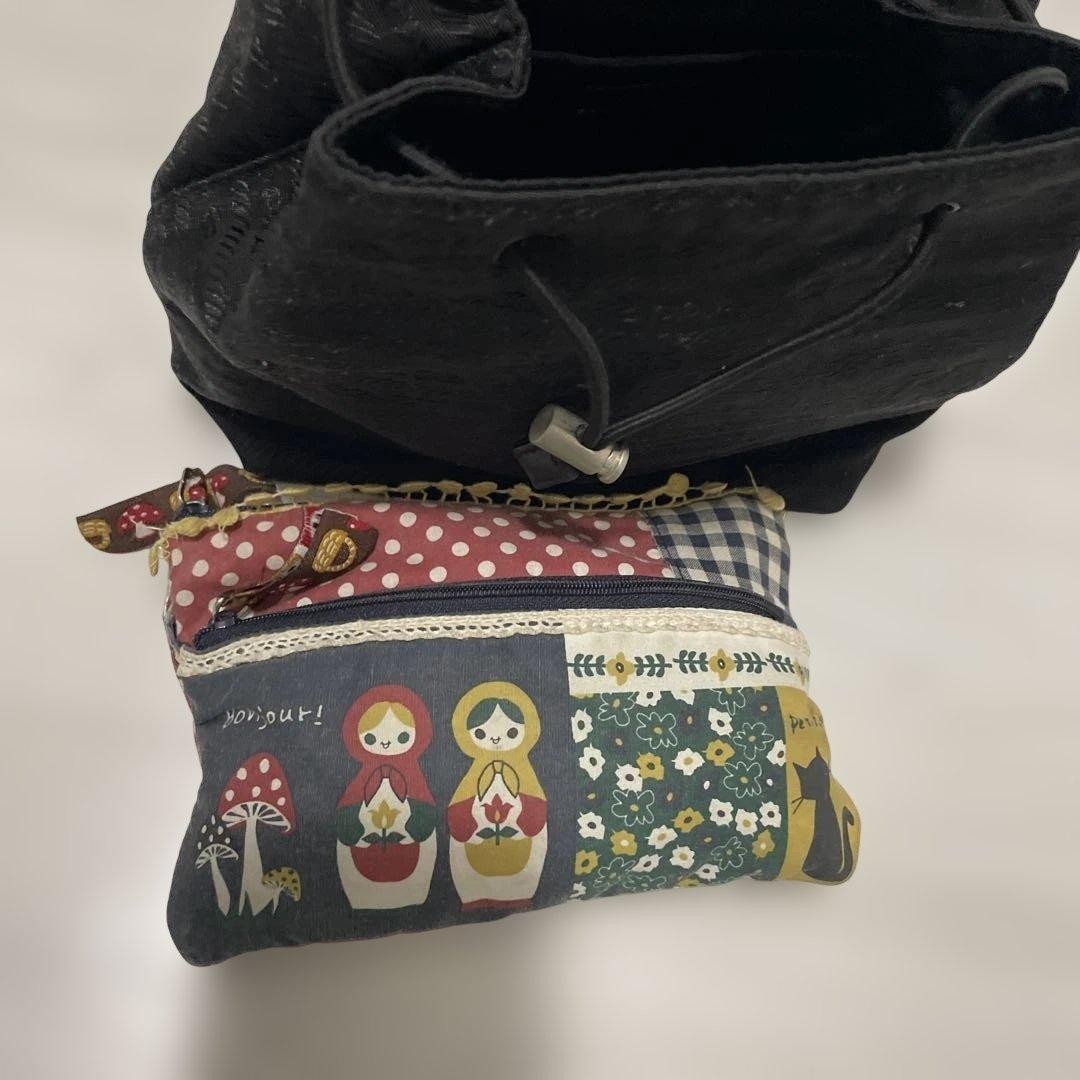 PRADA Black Drawstring Pouch Small Bag Leather To… - image 11