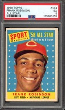 1958 Topps #484 Frank Robinson All-Star PSA 5 Vintage HOF Baseball Card (0155)