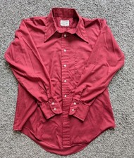 Vintage 60s 70s Arrow Kent Collection Button Up Shirt Red Large Long Sleeves