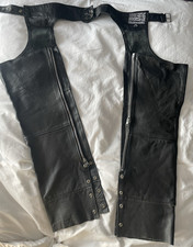 USA Biker's Leather Motorcycle Biker Chap genuine black leather XS- USA 0-2