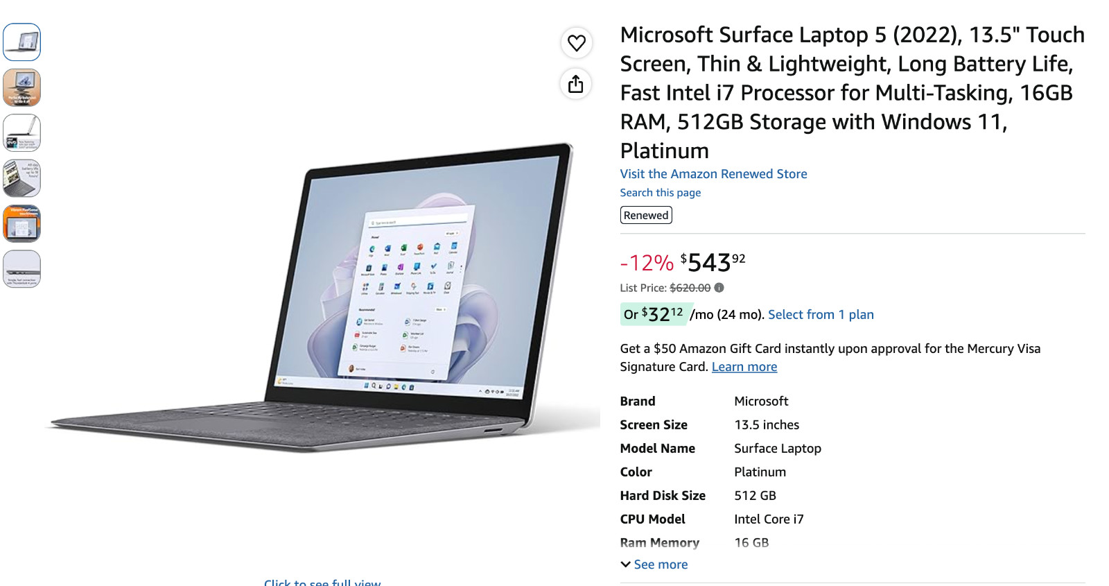 Surface Laptop 5 13.5''  Intel Core i7-1265U 16GB RAM 512GB SSD w/ Mag Charger — image 12
