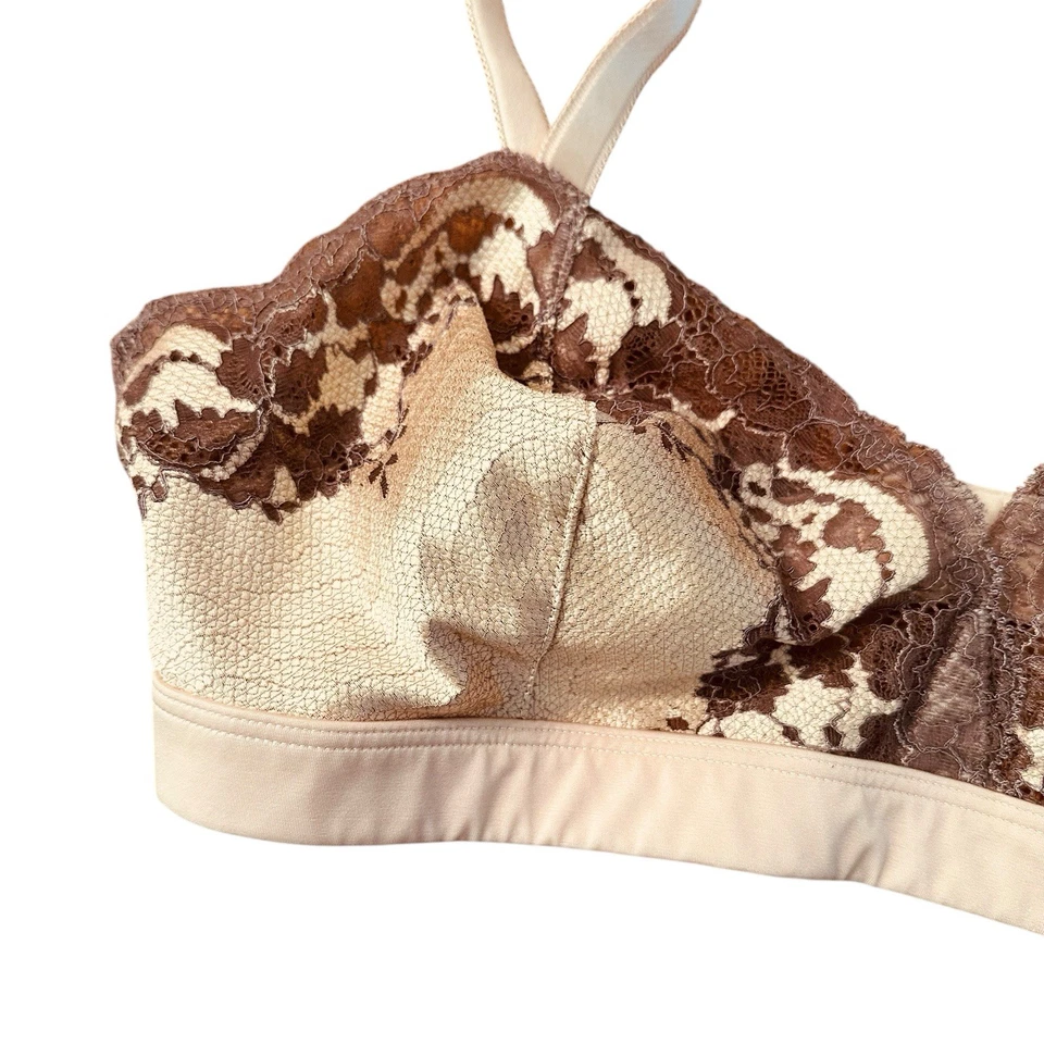 Wacoal Size 38 A/B Beige Brown Lace Affair Bralette Wire Free Bra Style #852256 - Image 3 of 4
