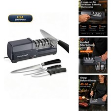 Bryxelia 3-Stage Electric Knife Sharpener Dull Straight-Edge Kitchen Knives