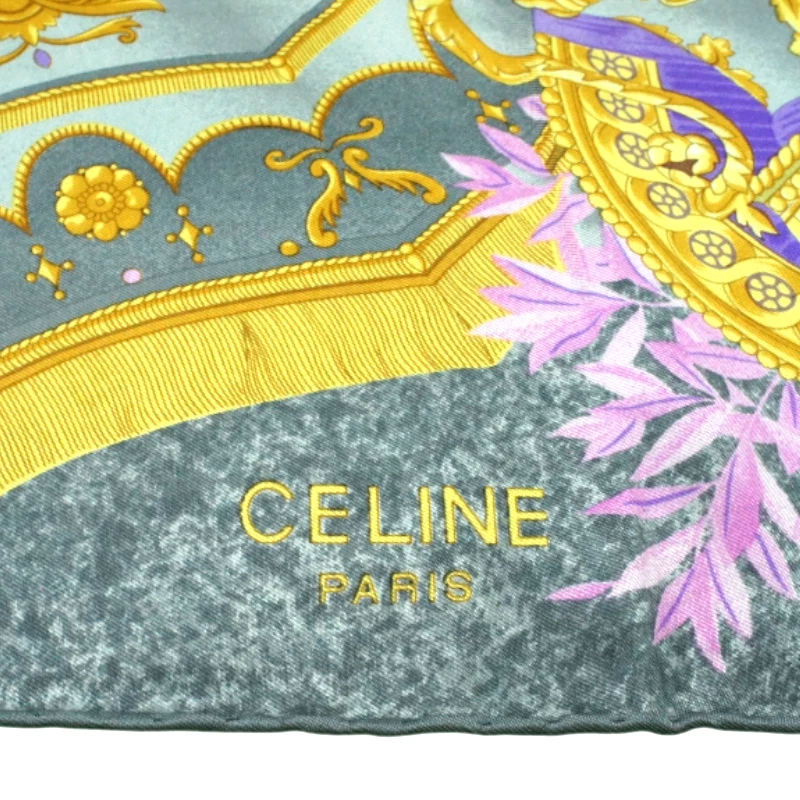 Auténtica bufanda cuadrada de seda de lujo vintage para mujer CELINE Paris 34" pulgadas Foto 3 de 4