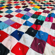 VTG Handmade Patchwork Quilt Throw Blanket 73 x 57 Tattered Cottage Core READ