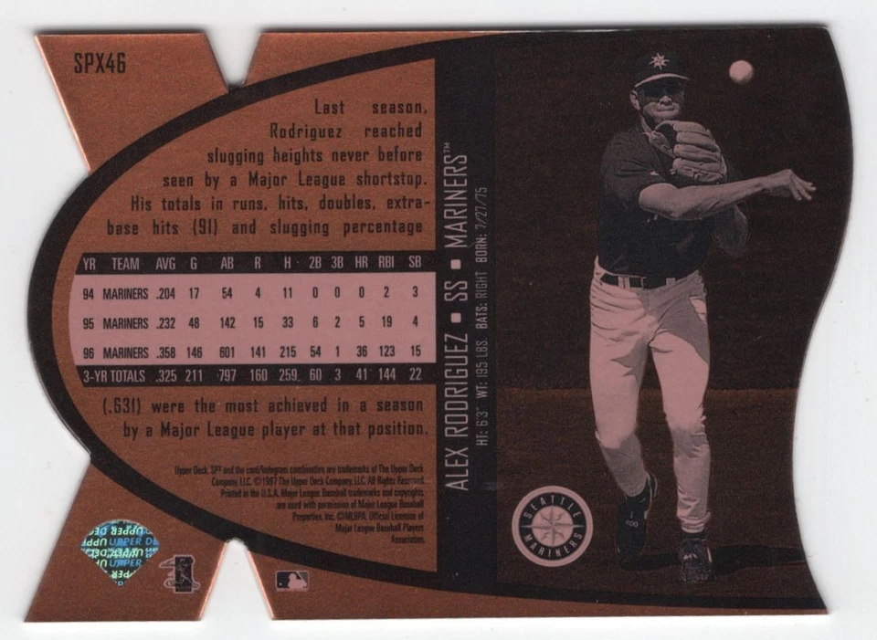 1997 SPx BRONZE Alex Rodriguez Seattle Mariners #SPX46 - Image 2 of 2