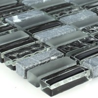 Marmor Naturstein Glas Mosaik Fliesen Schwarz Grau Wand Dusche Bad Spa KüChe Wc