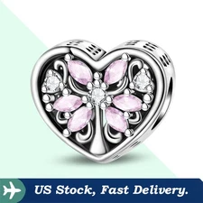 KUNSIR 925 Sterling Silver Tree Of Life Heart Charm for Women Bracelet Bead DIY
