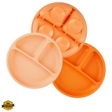 3 Pack Toddler Plates, Silicone Divided Suction Plate for Babies, BPA-Free 10...