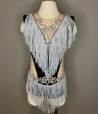 Sparkly Black Rhythmic Gymnastics Leotard With Fringe 7-10 Years 