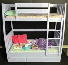 Our Generation Dreams for Two Lilac Bunk Bed + Mattresses, Pajamas, Accessories