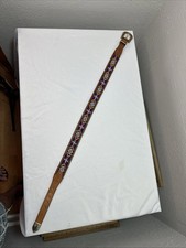 Vtg Southwestern Western Brown Leather Beaded Belt Sz 28 Native American Folk