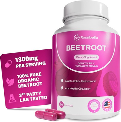 #ad Rosabella Organic Beet Root 60 Capsules Natural Energy Boost Blood Pressure US $9.49