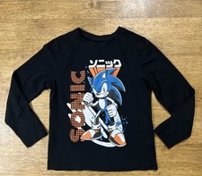 H M Sonic The hedgehog Long Sleeve T-Shirt Boys Size 6/7 Years Black Pullover