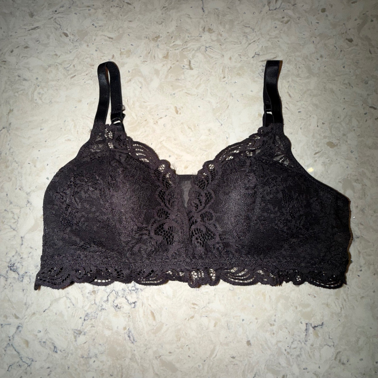 Bali Black Lace Wireless Bralette Comfort Flex Fit 6591 Size Medium