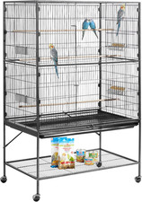 Bird Cage, 36.6 X 22.8 X 59.5 Inch, Flat Top, Wrought Iron Bird Flight Cage with