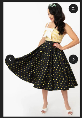 Magnolia Place Women s Retro Lemon Skirt Cotton Pinup Rockabilly S M L D-116