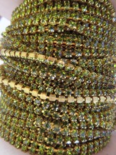 3 Feet Swarovski Rhinestone chain 24pp Olivine/Brass