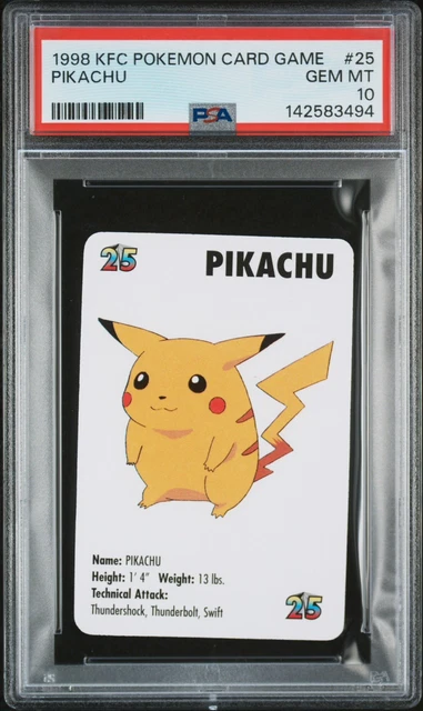 1998 KFC POKEMON CARD GAME #25 PIKACHU PSA 10