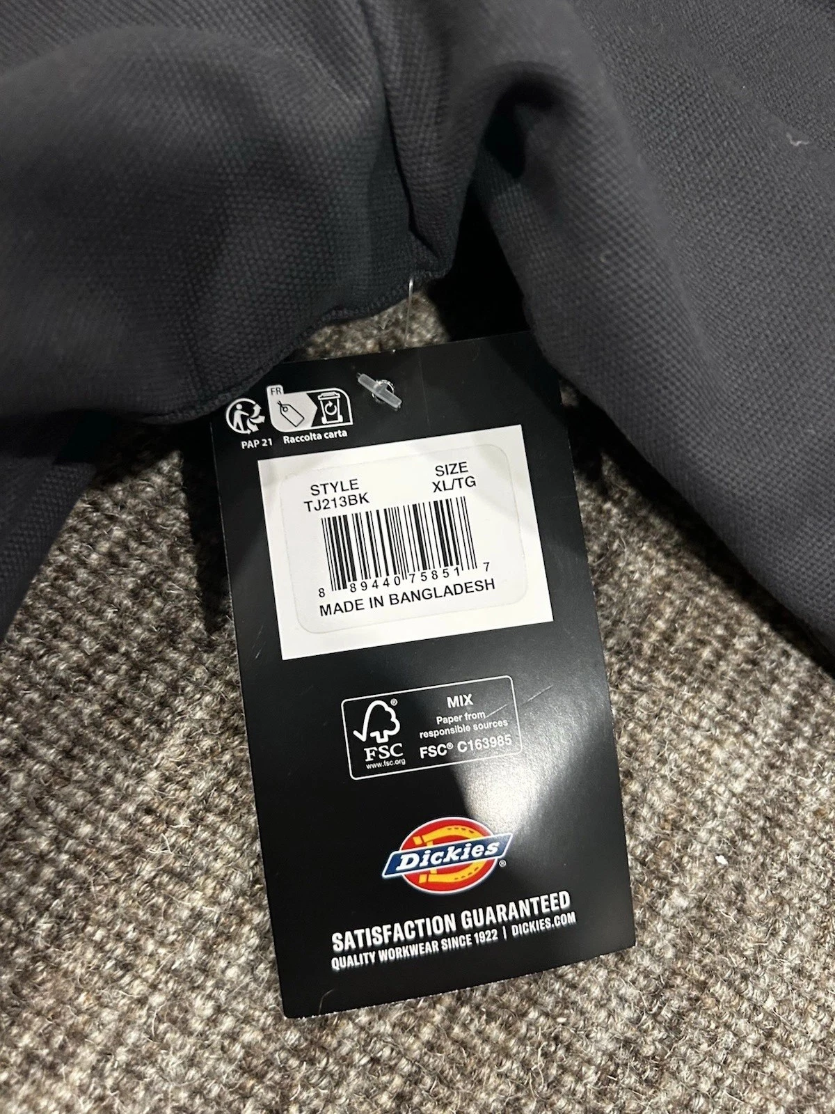 Dickies Hooded Duck Shirt Jacket Men's XL Black Lined DWR Relaxed Fit - product detail image 9