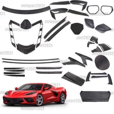 Real Carbon Fiber Full Exterior Set Decor Cover Trim Kit For Corvette C8 2020-26