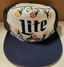 Miller Lite Knit Trucker Hat Cap Ugly Holiday 2023 Promo Snapback Adjustable