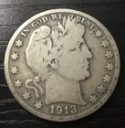 1913-S Barber Silver Half Dollar, VG. Letters of LIBERTY! E21