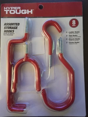 STORAGE HOOKS - HYPER TOUGH 8-pc. Assorted Storage Hooks Brand New In Package