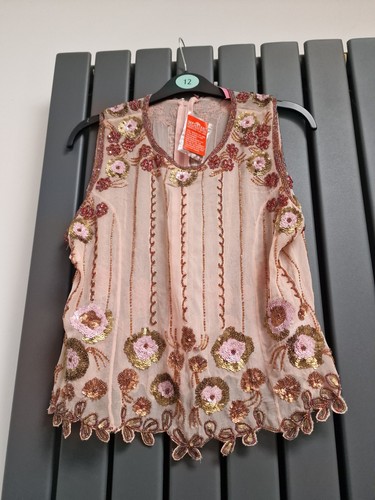 pink soda embellished silk top new with tags size 14