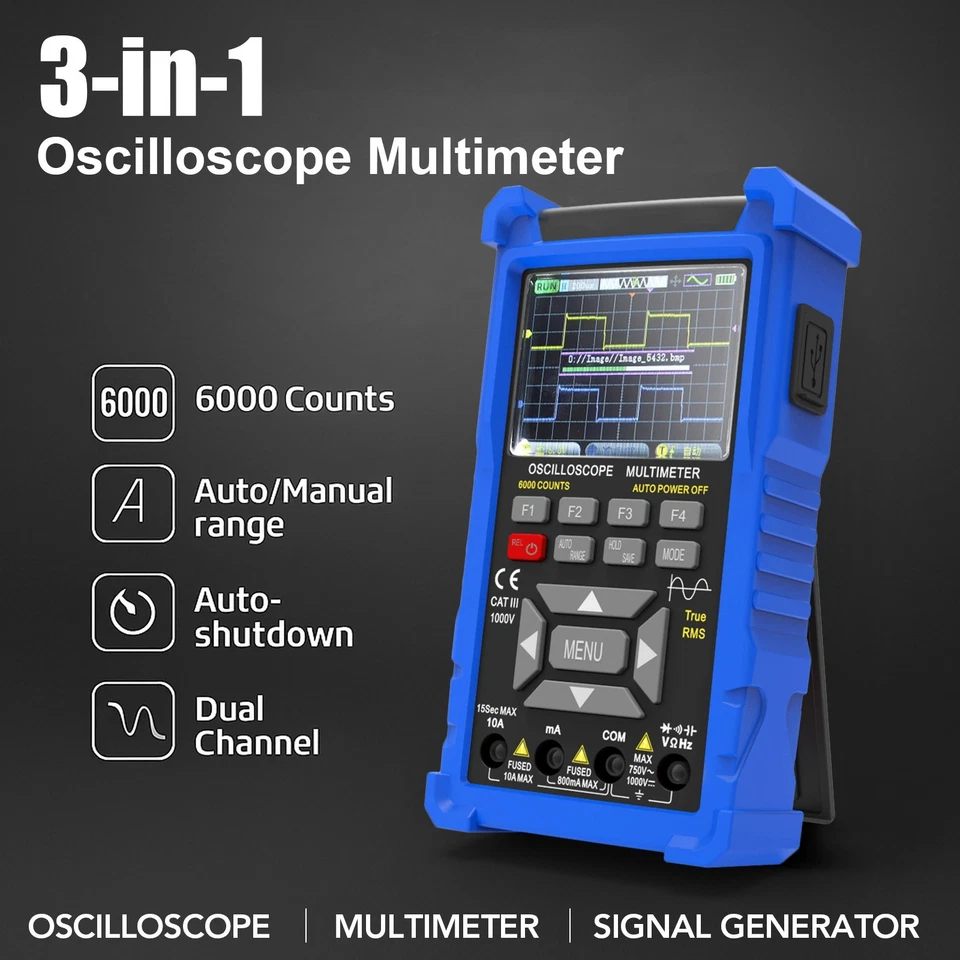 Handheld Digital - Oszilloskop 50MHz 2CH Multimeter True RMS mit Signalgenerator - Bild 4 von 4