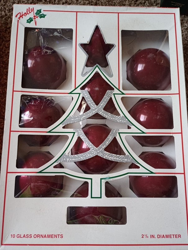 Holly Glass Ornaments Set Of 10