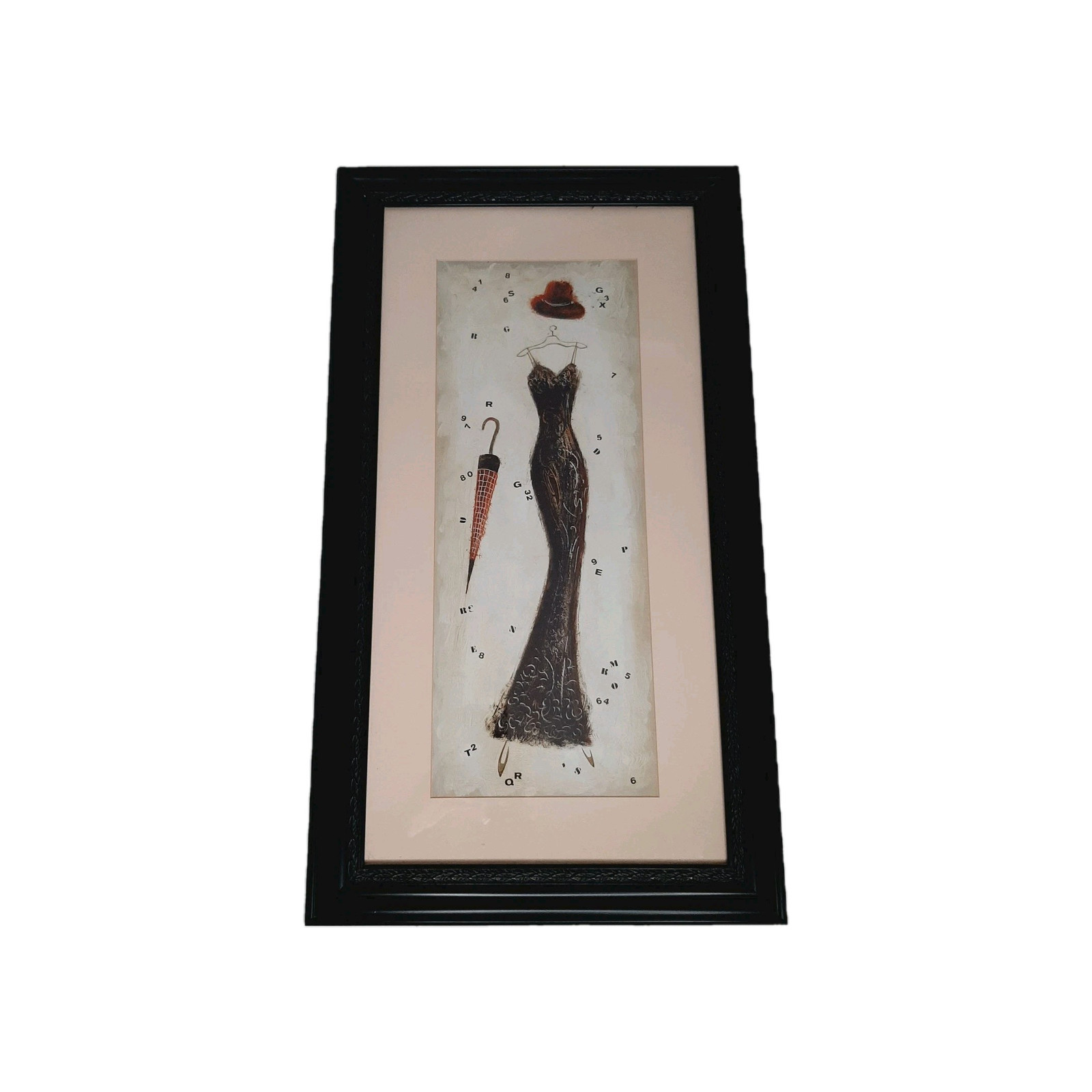 Lei Chen Une Soiree a Paris Fashion Dress Hat Umbrella Print Framed Art 27.5x15.5
