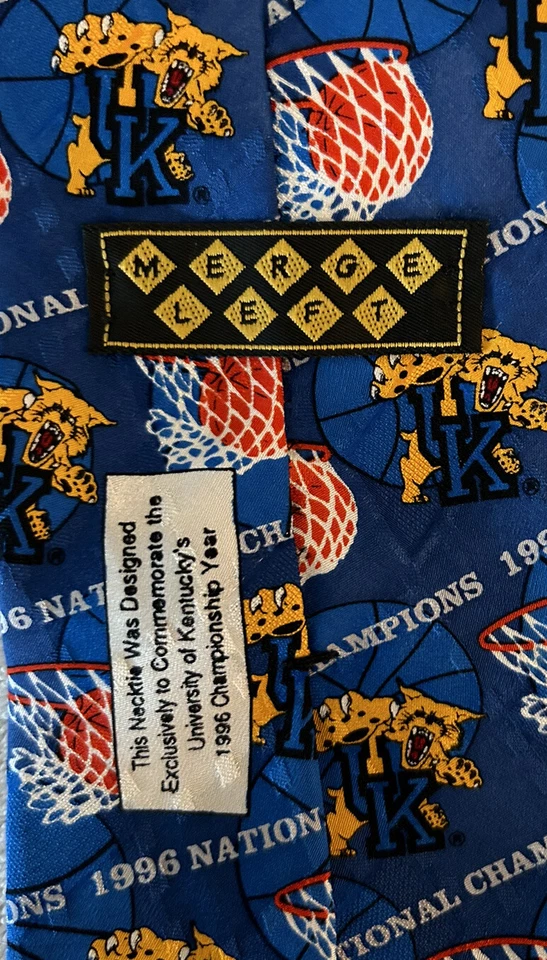 Reino Unido Wildcats Corbata Merge Corbata Izquierda Hombre Corbata Cuello Azul Naranja Amarillo Toda Seda Foto 4 de 4