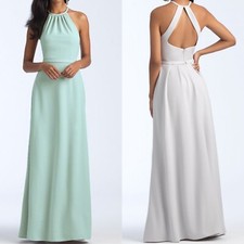 NWT Allure Bridals Bridesmaid Dress 1570 Light Green Crepe Halter Gown New