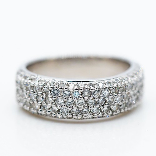 Anello Eternity 750/18K Oro Bianco Diamanti 1ct Taglia 55