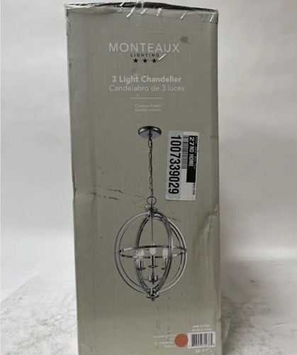 Monteaux Lighting 3-Light Chrome Caged Chandelier for Dining Room - 第 4/4 張圖片