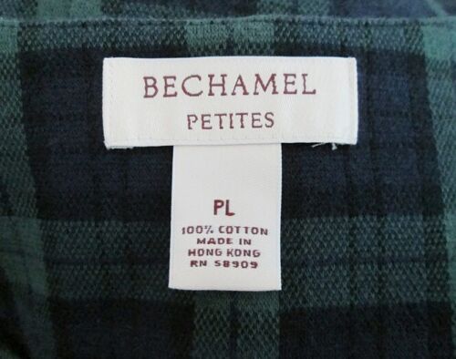 Abito vintage Bechamel maglione PL verde blu tartan tasche a quadri bottoni davanti cotone - Foto 3 di 4