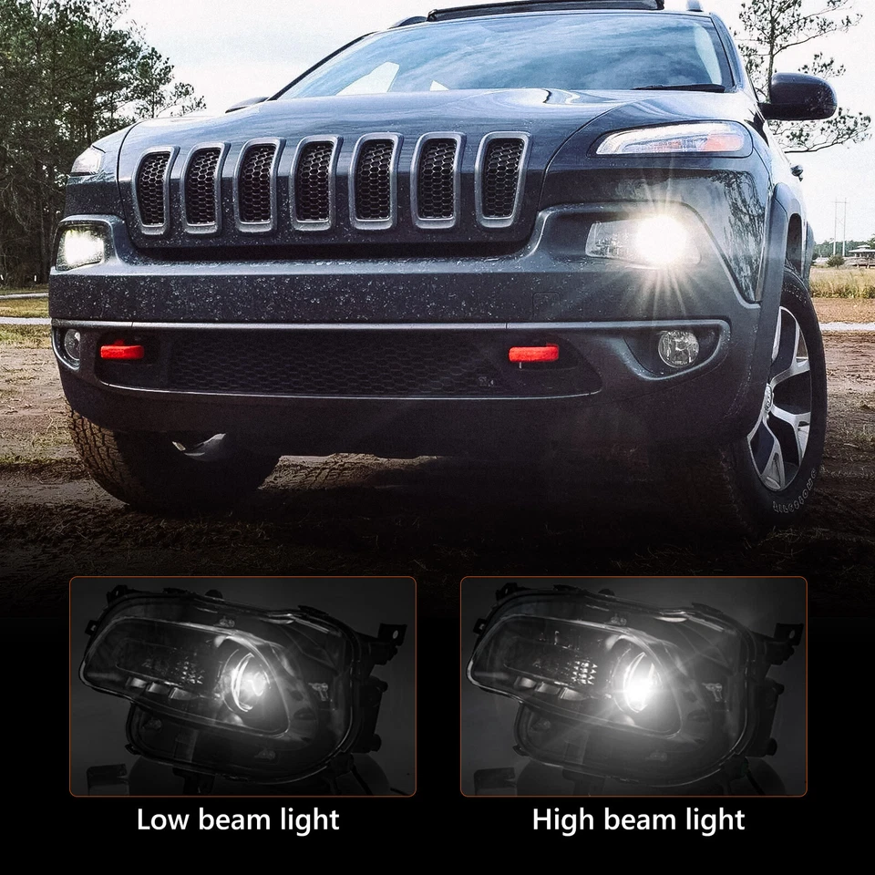 HID/Xenon Projector Headlights Assembly For Jeep Cherokee 2014-2018 W/ Ballast Foto 4 de 4