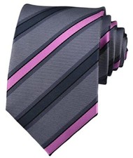 Men's Modern Fine Stripe Silm Ties Woven Formal Business One Size Grey Pink