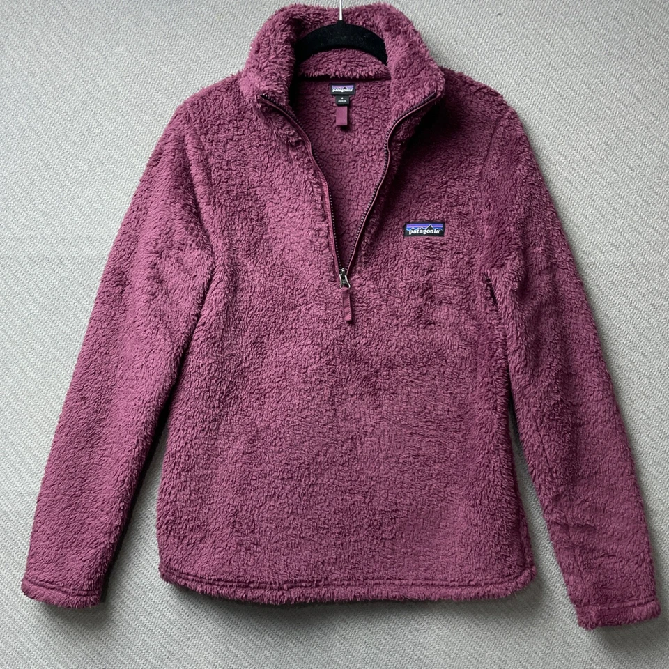 Chaqueta Patagonia Mujer Pequeña Borgoña Los Gatos Polar 1/4 Cremallera Pullover Difuso