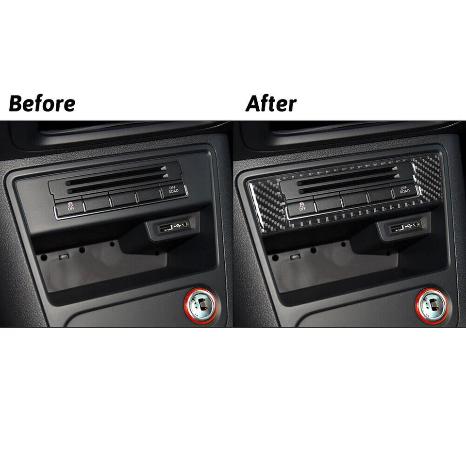 Cuadro de almacenamiento de control central de fibra de carbono para Volkswagen Tiguan 2013-17 Foto 3 de 4