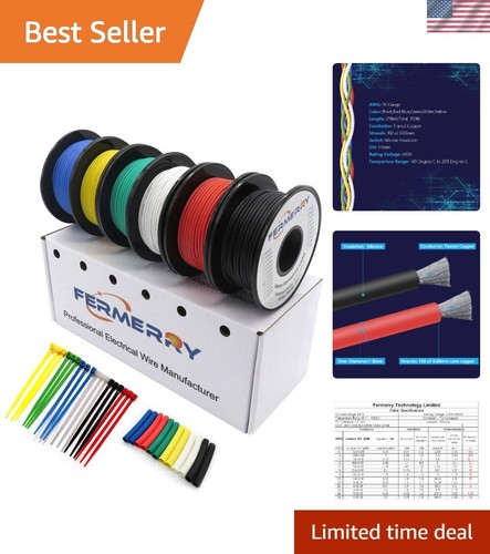 Super Flexible 20 AWG Wire Spool Kit - 6 Colors with Heat Shrink Tubings & Ties - Picture 1 of 13