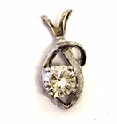 14k white gold .50ct I1 G round diamond solitaire pendant charm slide .9g estate — photo 3