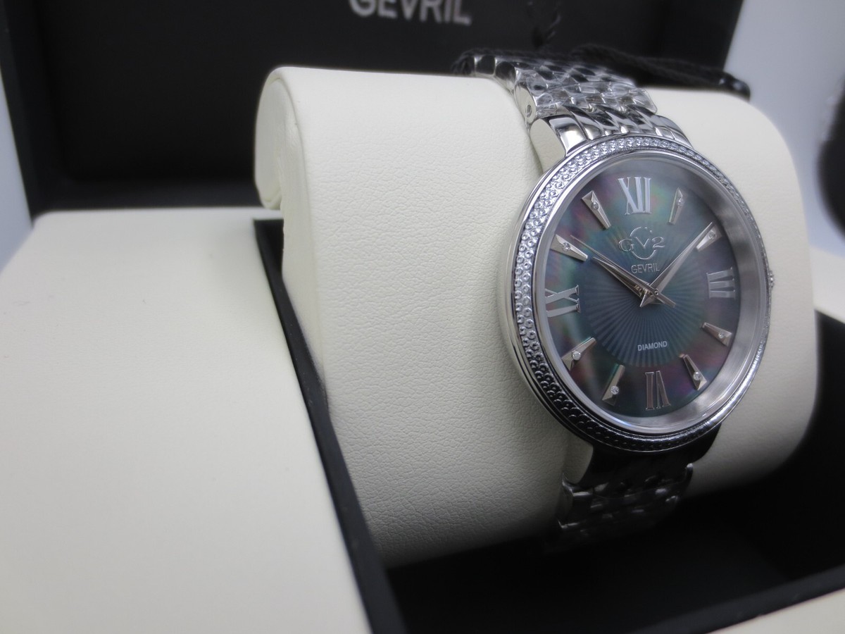GV2 by Gevril Women’s 12531 Genoa Swiss Quart MOP Black Diamond Steel Watch GV2 by Gevril Womens 12531 Genoa Swiss Quartz MOP Black Dial  main image 2