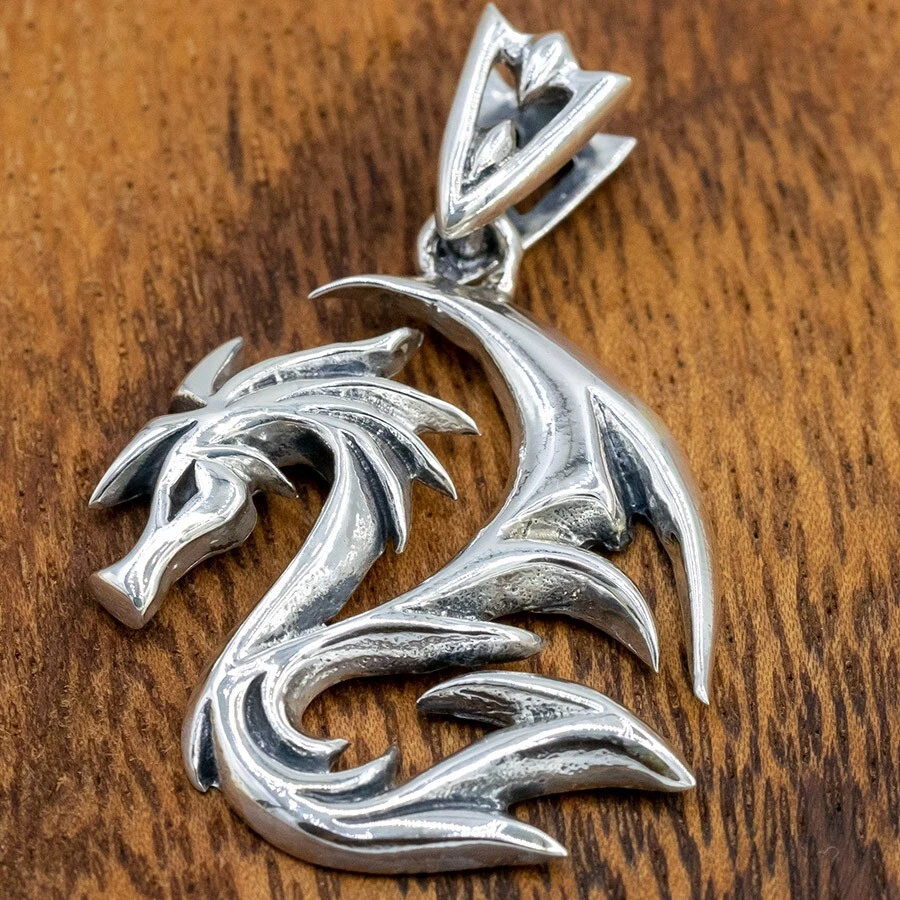 8g blade dragon art tattoo mortal kombat 925 sterling silver mens pendant charm