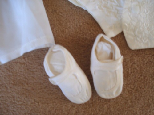 Vintage - 5 Pcs. Christening Boy's Outfit- Blanket, Vest, Botties, etc. Japan - Picture 7 of 10